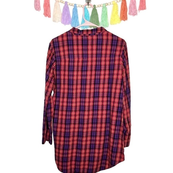 Betsey Johnson Intimates Vintage Y2K Pink Purple Plaid Tunic Sleep Shirt Medium - Picture 4 of 11